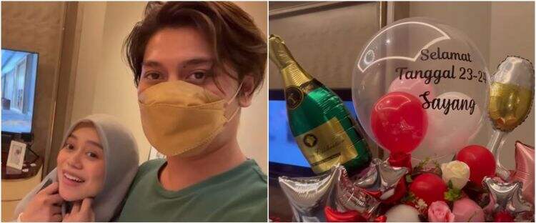 11 Potret kejutan anniversary Lesty Kejora, hias kamar penuh bunga