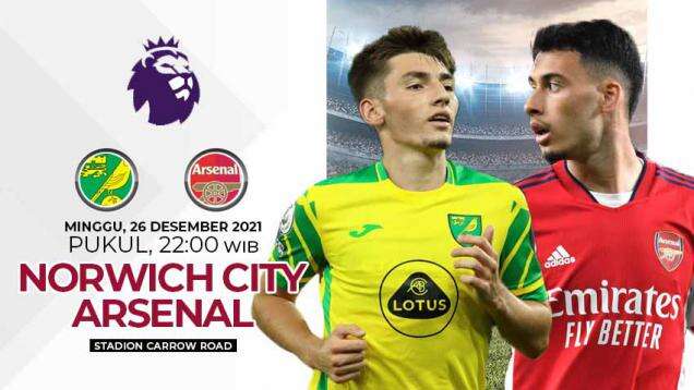 Link Live Streaming Liga Inggris: Norwich CIty vs Arsenal