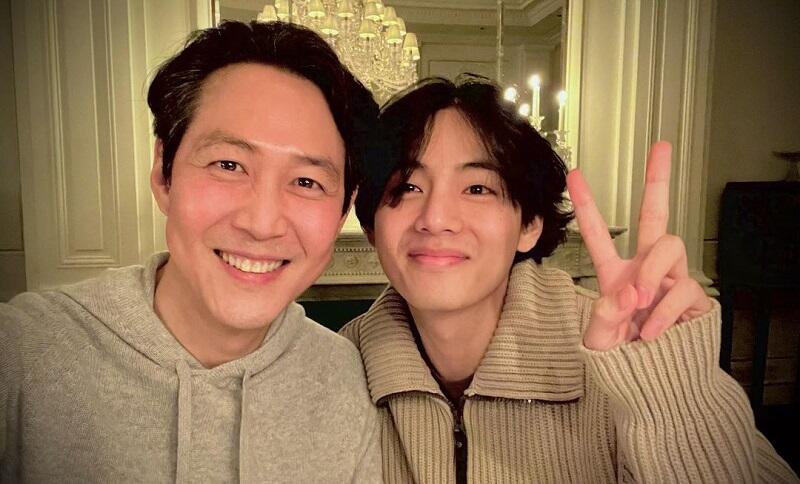 Foto Bareng Lee Jung Jae, V BTS Bakal Gabung Squid Game 2?