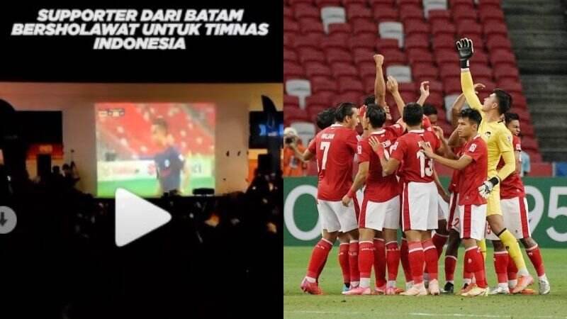 Viral Suporter Timnas Indonesia Bersholawat saat Lawan Singapura di Piala AFF 2020, Netizen: Merinding