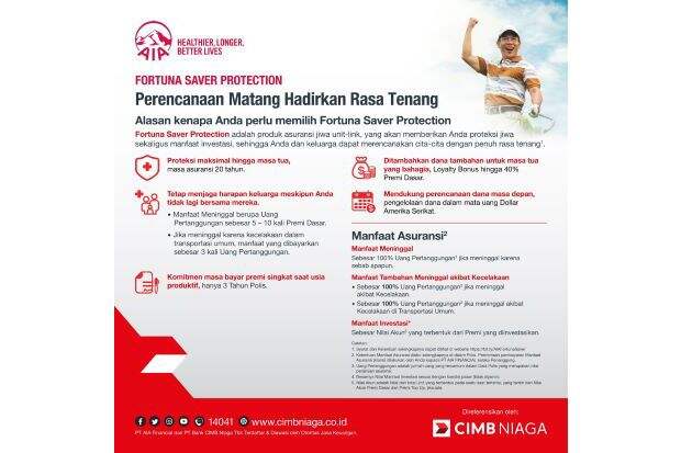 AIA dan CIMB Niaga Luncurkan Fortuna Saver Protection dengan berbagai Keuntungan