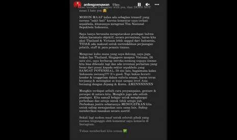 Ardes Minta Maaf, Jelaskan Maksud Secara Permainan Thailand Lebih Unggul dari Indonesia