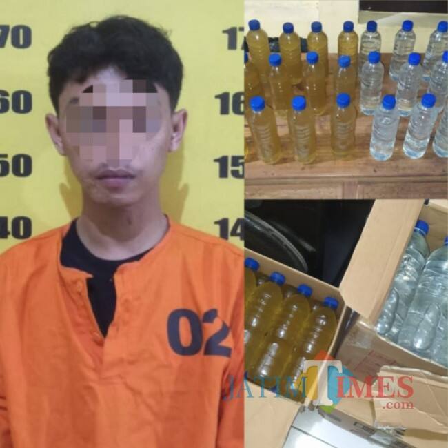 Transaksi Miras Ciu di Pinggir Jalan, Pria Kediri Diringkus Polisi, Ratusan Botol Diamankan