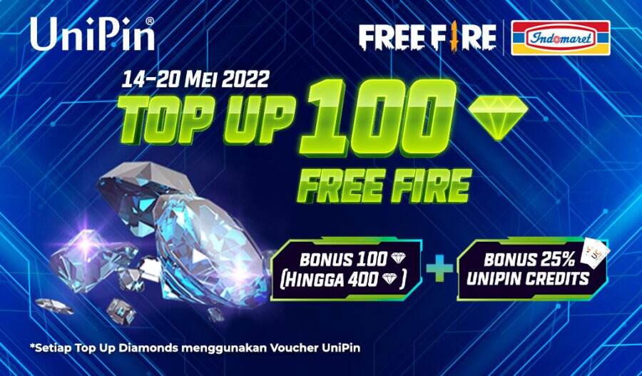 Top Up Diamonds Free Fire di UniPin, Bonus hingga 400 Diamonds + 25% UniPin Credits