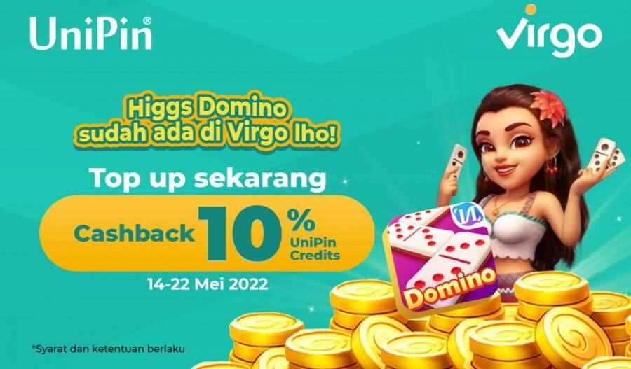 PROMO MEI – Top Up Koin Emas Higgs Domino Cashback 10% Max 10.000 UniPin Credits!