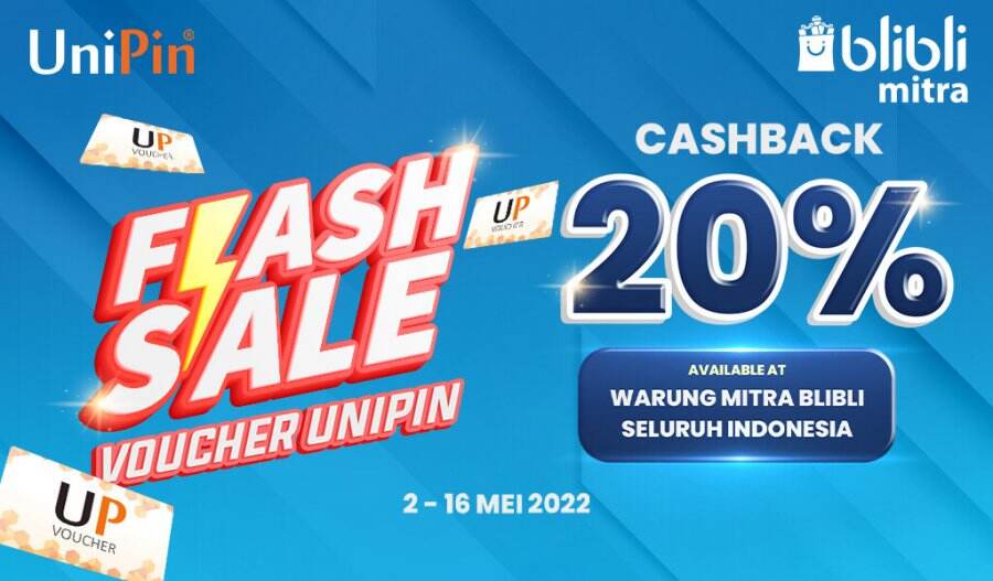 PROMO MEI – Cashback 20% UniPin Voucher di Mitra Blibli